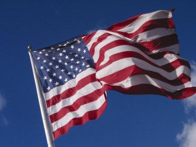 American Flag Flaps in Wind, Cle Elum, Washington, USA