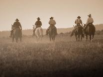 Sepia Effect of Cowboys Riding, Seneca, Oregon, USA-Nancy & Steve Ross-Photographic Print