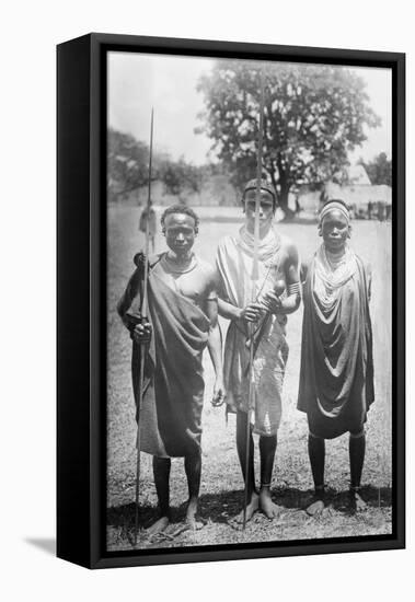 Nandi Warriors in Africa Photograph - Africa-Lantern Press-Framed Stretched Canvas