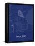 Nanjing, China Blue Map-null-Framed Stretched Canvas