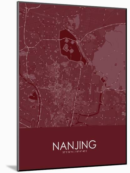 Nanjing, China Red Map-null-Mounted Poster