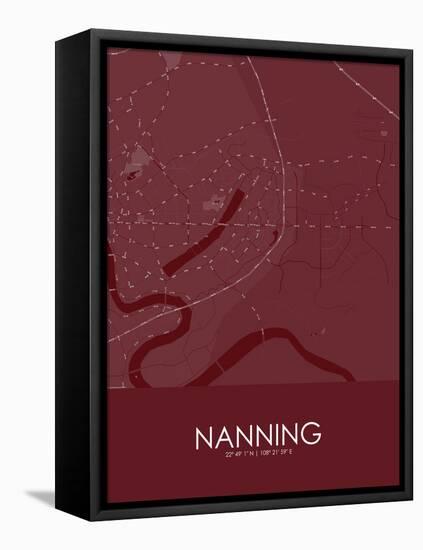 Nanning, China Red Map-null-Framed Stretched Canvas