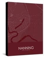 Nanning, China Red Map-null-Stretched Canvas