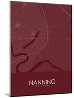 Nanning, China Red Map-null-Mounted Poster