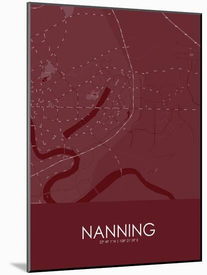 Nanning, China Red Map-null-Mounted Poster