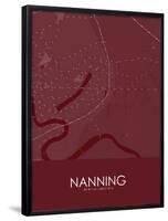 Nanning, China Red Map-null-Framed Poster