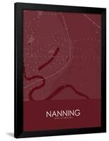 Nanning, China Red Map-null-Framed Poster