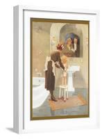 Nanny Bathing Child-null-Framed Art Print