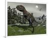 Nanotyrannus Dinosaur Amongst Tempskya Trees at Night-Stocktrek Images-Framed Art Print