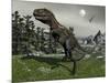 Nanotyrannus Dinosaur Amongst Tempskya Trees at Night-Stocktrek Images-Mounted Art Print