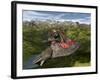 Nanotyrannus Eating the Carcass of a Dead Triceratops-Stocktrek Images-Framed Art Print