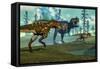 Nanotyrannus Hunting a Small Tyrannosaurus Next to its Parent-Stocktrek Images-Framed Stretched Canvas