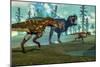 Nanotyrannus Hunting a Small Tyrannosaurus Next to its Parent-Stocktrek Images-Mounted Premium Giclee Print