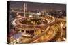 Nanpu Bridge and Highway Overpasses at Night-null-Stretched Canvas