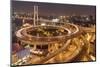 Nanpu Bridge and Highway Overpasses at Night-null-Mounted Premium Photographic Print