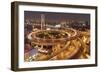 Nanpu Bridge and Highway Overpasses at Night-null-Framed Photographic Print