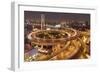 Nanpu Bridge and Highway Overpasses at Night-null-Framed Photographic Print