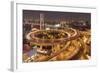 Nanpu Bridge and Highway Overpasses at Night-null-Framed Photographic Print