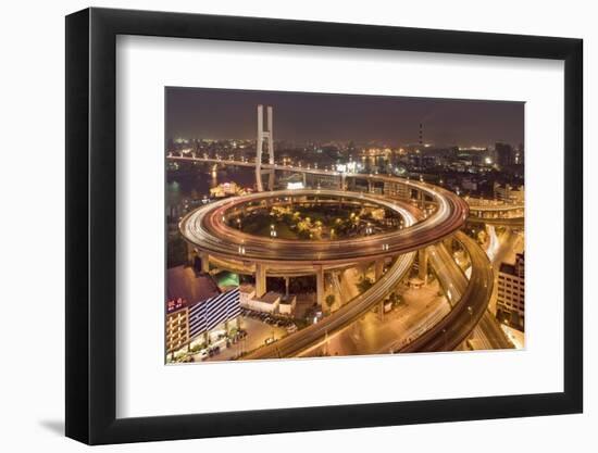 Nanpu Bridge and Highway Overpasses at Night-null-Framed Photographic Print