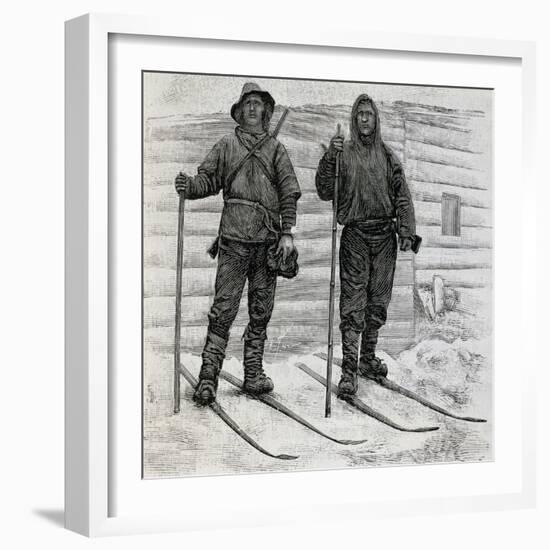 Nansen and Johansen at Cape Flora, Engraving from the Report of the Fram Expedition of 1893-1896-Fridtjof Nansen-Framed Giclee Print