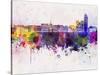Nantes Skyline in Watercolor Background-paulrommer-Stretched Canvas