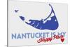 Nantucket, Massachusetts - Blue and Red - Happy Place Heart Design-Lantern Press-Stretched Canvas