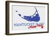 Nantucket, Massachusetts - Blue and Red - Happy Place Heart Design-Lantern Press-Framed Art Print