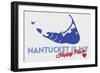 Nantucket, Massachusetts - Blue and Red - Happy Place Heart Design-Lantern Press-Framed Art Print