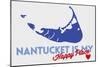 Nantucket, Massachusetts - Blue and Red - Happy Place Heart Design-Lantern Press-Mounted Art Print