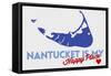 Nantucket, Massachusetts - Blue and Red - Happy Place Heart Design-Lantern Press-Framed Stretched Canvas