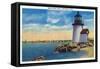 Nantucket, Massachusetts - Brant Point Lighthouse Scene-Lantern Press-Framed Stretched Canvas