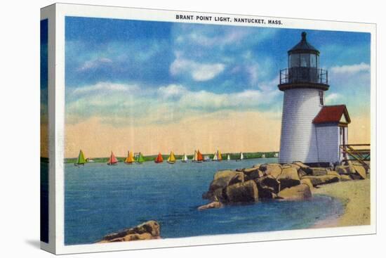 Nantucket, Massachusetts - Brant Point Lighthouse Scene-Lantern Press-Stretched Canvas