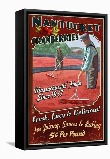 Nantucket, Massachusetts - Cranberry Farm-Lantern Press-Framed Stretched Canvas
