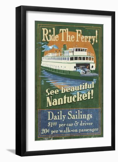 Nantucket, Massachusetts - Ferry Ride-Lantern Press-Framed Art Print