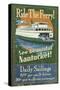 Nantucket, Massachusetts - Ferry Ride-Lantern Press-Stretched Canvas