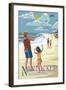 Nantucket, Massachusetts - Kite Flyers-Lantern Press-Framed Art Print