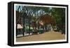 Nantucket, Massachusetts - Main Street View of Business Section-Lantern Press-Framed Stretched Canvas