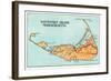 Nantucket, Massachusetts - Map of the Island-Lantern Press-Framed Art Print