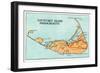 Nantucket, Massachusetts - Map of the Island-Lantern Press-Framed Art Print