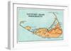 Nantucket, Massachusetts - Map of the Island-Lantern Press-Framed Art Print