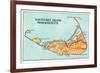 Nantucket, Massachusetts - Map of the Island-Lantern Press-Framed Art Print