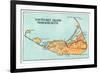 Nantucket, Massachusetts - Map of the Island-Lantern Press-Framed Art Print