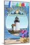 Nantucket, Massachusetts Montage-Lantern Press-Mounted Premium Giclee Print