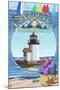 Nantucket, Massachusetts Montage-Lantern Press-Mounted Art Print