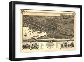 Nantucket, Massachusetts - Panoramic Map-Lantern Press-Framed Art Print