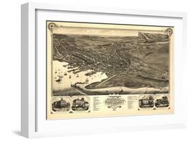 Nantucket, Massachusetts - Panoramic Map-Lantern Press-Framed Art Print