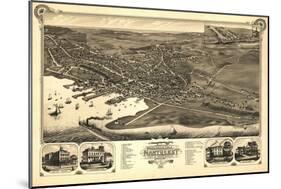Nantucket, Massachusetts - Panoramic Map-Lantern Press-Mounted Art Print