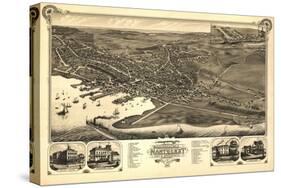 Nantucket, Massachusetts - Panoramic Map-Lantern Press-Stretched Canvas