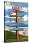 Nantucket, Massachusetts - Sign Destinations-Lantern Press-Stretched Canvas