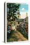 Nantucket, Massachusetts - Stone Alley View of South Tower and Town Clock-Lantern Press-Stretched Canvas
